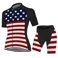 Dames Wielrenshirt met shorts Korte mouw Bergracen Wegwielrennen Zwart Nationale vlag Fietsen Spandex Sport Nationale vlag Kleding Lightinthebox