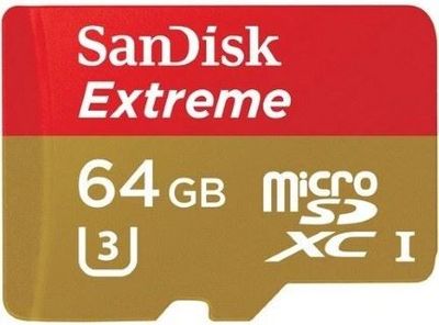 SanDisk Geheugenkaart Extreme MicroSDXC 64GB met SD Adapter SanDisk Geheugenkaart Extreme MicroSDXC 64GB met SD Adapter