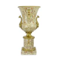 A BRONZE MOUNTED URN ON BASE