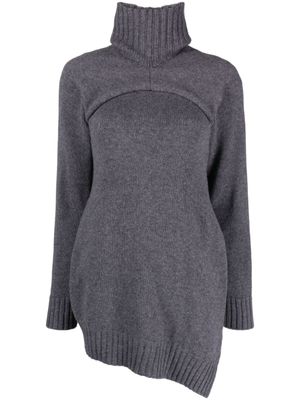 Jil Sander pull en maille nervurée à design superposé - Gris
