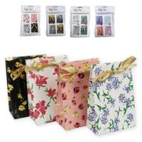 Geschenkverpakking 4 stuks met strik & glitters 14 cm 4 assorti | 24 stuks