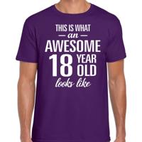 Awesome 18 year - geweldige 18 jaar - t-shirt - paars - heren - Verjaardag cadeau