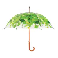 Esschert Design Paraplu bladeren - groen - herfst - D94 cm - houten handvat