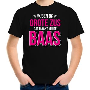 Grote zus de baas cadeau t-shirt zwart meisjes / kinderen XL (158-164)  -