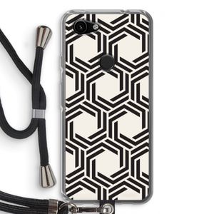 Geometrisch patroon: Pixel 3a Transparant Hoesje met koord