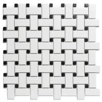 The Mosaic Factory Paris mozaïek tegels 30x30 geweven wit/zwart - thumbnail