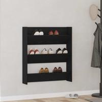 Schoenenkast met plank Zwart Eiken 80 x 18 x 90 cm Bewerkt hout