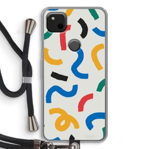 Illustratieve pop 2: Pixel 4a Transparant Hoesje met koord