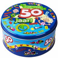 50 jaar snoeptrommel/koektrommel - 14 x 7,5 cm - 50e verjaardag - Abraham/Sarah 50 jaar snoeptrommel/koektrommel - 14 x 7,5 cm - 50e verjaardag - Abraham/Sarah