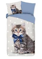 Good Morning Kinderdekbedovertrek "paarden en roze bloemen" - Blauw - (140x200/220 cm) - Katoen