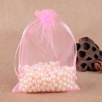 100 PCS geschenk zakken sieraden organza zakje bruiloft verjaardag partij drawable zakjes Gift Bag grootte: 7X9cm (lichtroze)