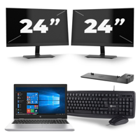 HP ProBook 650 G5 - Intel Core i5-8e Generatie - 15 inch - 16GB RAM - 256GB SSD - Windows 11 + 2x 24 inch Monitor