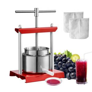 VEVOR 2 L fruitpers appelpers fruitpers met T-handgreep, bessenpers 14 x 13 cm appelpers handmatige fruitpers fruitpers mechanische RVS pers Geschikt voor sap fruitpuree etc.