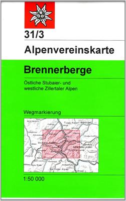 Wandelkaart 31/3 Alpenvereinskarte Stubaier Alpen - Brennerberge | Alpenverein