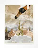 Urban Cotton Wandkleed 'Winter Champagne' 145 x 190cm in Floating Frame - off white