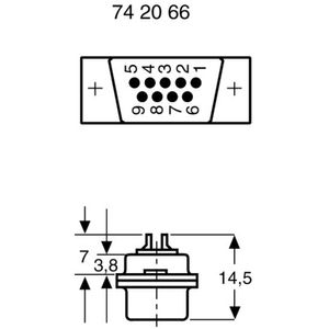 D-sub male connector 180 ° Aantal polen: 25 Soldeerkelk 1 stuk(s)