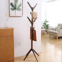 Creatieve boom-vormige massief houten vloer Hatstand kleren opknoping Rack grootte: 175x45x45cm (Dark Coffee)
