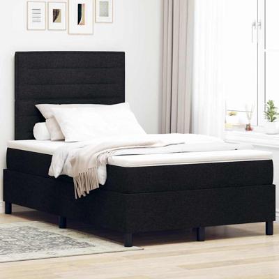 Boxspring bed met matras met hoofdeinde Zwart 120 x 200 cm Stof
