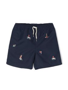 POLO RALPH LAUREN KIDS short de bain à broderies - Bleu