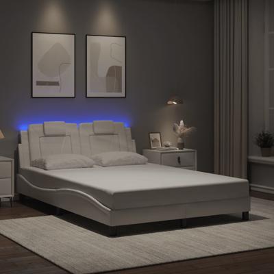 Bedframe met LED-verlichting kunstleer wit 120x200 cm