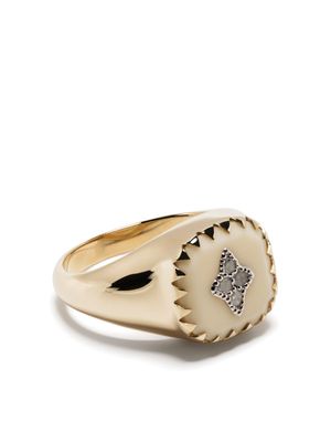 Pascale Monvoisin chevalière Pierrot en or 9ct pavée de diamants