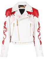 Philipp Plein veste en cuir à étoiles cloutées - Blanc