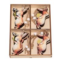 Kleine decoratie paashaasjes hangers - hout - 11 cm - set 8x stuks - MDF - Pasen versiering Kleine decoratie paashaasjes hangers - hout - 11 cm - set 8x stuks - MDF - Pasen versiering