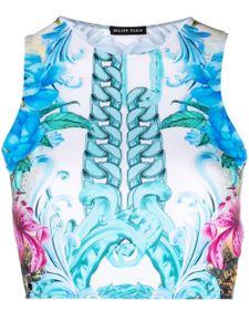 Philipp Plein haut crop à imprimé Hawaii - Bleu