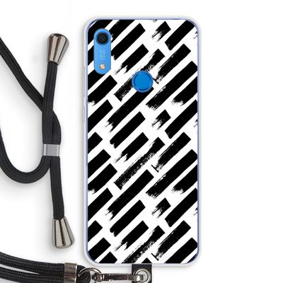 Zwarte vegen: Huawei Y6s Transparant Hoesje met koord