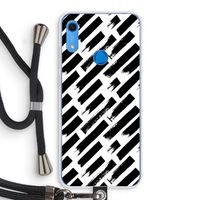 Zwarte vegen: Huawei Y6s Transparant Hoesje met koord Zwarte vegen: Huawei Y6s Transparant Hoesje met koord