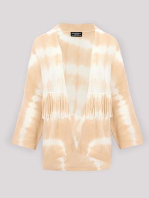 Vest met tie-dye print en franjes van biologisch cashmere Vest met tie-dye print en franjes van biologisch cashmere