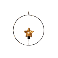 Cirkel met sterlampje 30led classic op batterij met timer ip20 3x25x26 cm zwart - Annas collection