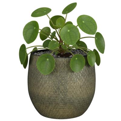 Mica decorations Bloempot / plantenpot Madeira - groen - terracotta - 23 cm - schubbenpatroon