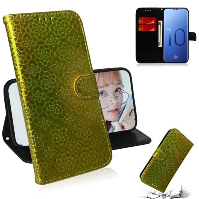 Voor Galaxy S10 effen kleur kleurrijke magnetische Buckle horizontale Flip PU lederen draagtas met houder & kaartsleuven & portemonnee & Lanyard (goud