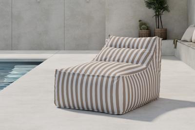 Nohr Outdoor Loungestoel 'Carlson' Olefin, kleur Wit/Beige Gestreept