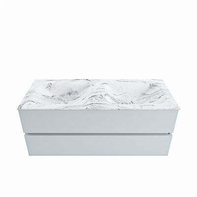 MONDIAZ VICA-DLUX 120cm badmeubel onderkast Clay 2 lades. Inbouw wastafel CLOUD dubbel 2 kraangaten, kleur Glace.