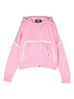 Karl Lagerfeld Kids hoodie zippé à logo imprimé - Rose