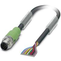 Phoenix Contact 1554791 Sensor/actuator connector, geassembleerd M12 Aantal polen (sensoren): 12 Stekker, recht 5.00 m 1 stuk(s) Piece