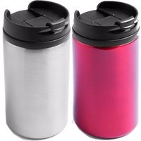 Set van 2x stuks Warmhoudbekers/warm houd bekers metallic rood en grijs 320 ml