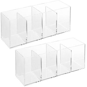 Set van 2x stuks make-up organizer 4 vakken rechthoek 22 x 7 cm van kunststof