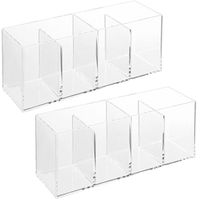 Set van 2x stuks make-up organizer 4 vakken rechthoek 22 x 7 cm van kunststof - thumbnail