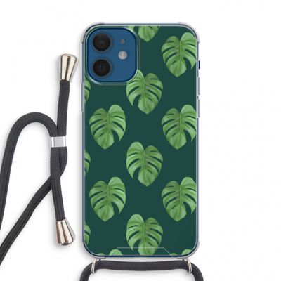 Monstera leaves: iPhone 12 mini Transparant Hoesje met koord