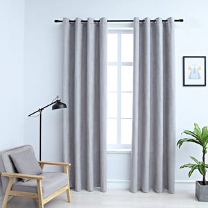 VidaXL Gordijn verduisterend met metalen ringen 2 st 140x175 cm grijs