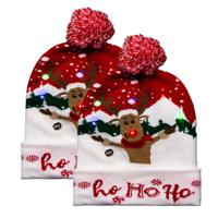 Foute kerstmuts - 2x - rood - Ho Ho Ho - met LED lampjes - volwassenen - verlichte muts