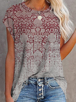 Ombre Ronde Nek Casual Kort Mouw T-shirt - thumbnail