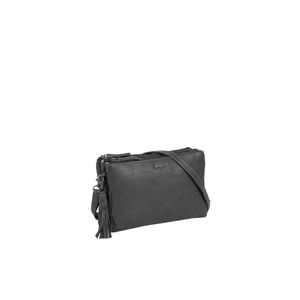 Justified Bags Justified Bags® Nynke Triple Top Zip Leren Schoudertas Zwart