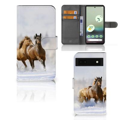 Google Pixel 6A | Telefoonhoesje | Met pasjeshouder | Paarden