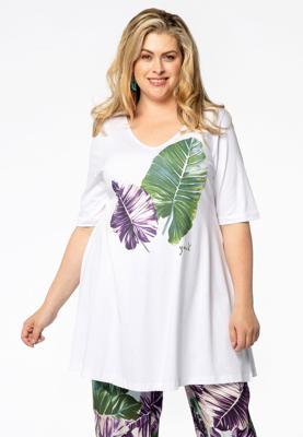 Yoek Tunic leave wide bottom | Wit | Maat 50/52