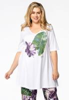 Yoek Tunic leave wide bottom | Wit | Maat 50/52