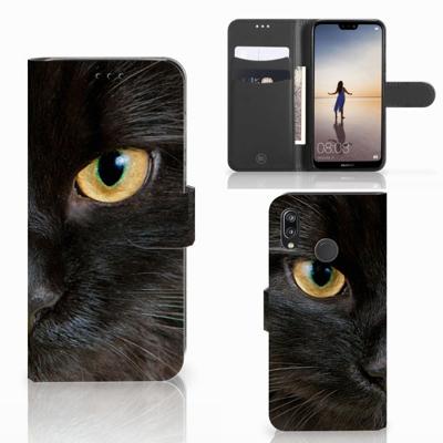 Huawei P20 Lite | Telefoonhoesje | Met pasjeshouder | Zwarte Kat